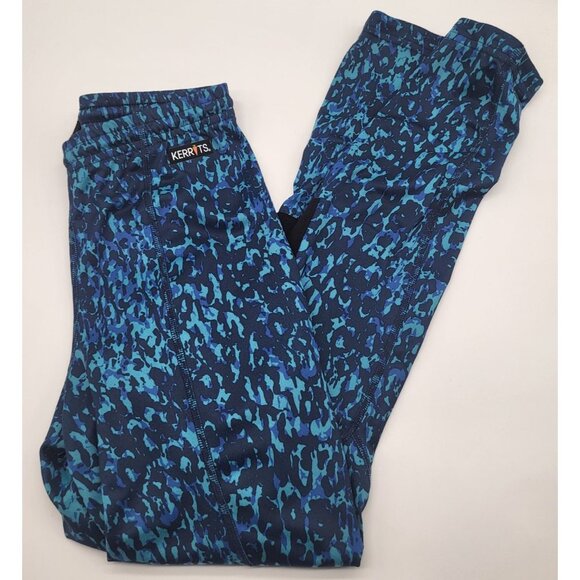Kerrits Knee Patch Performance Tight Equestrian Pants Topaz Brushstroke Girls XL - Picture 1 of 9